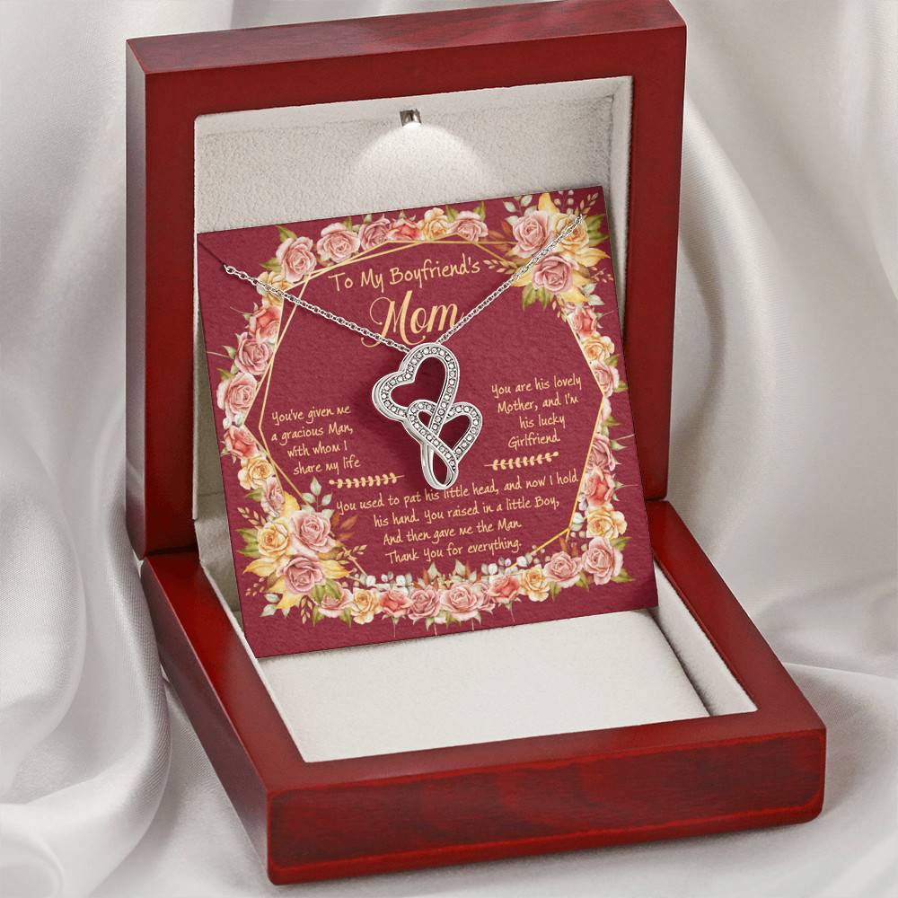To My Boyfriend's Mom You've Given Me A Gracious Man Double Hearts Necklace - Mother In Law Necklace Jewelry