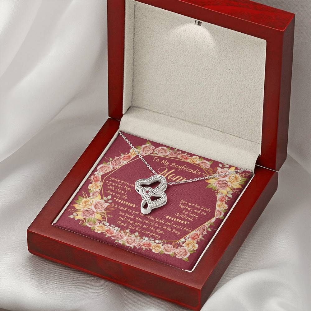 To My Boyfriend's Mom You've Given Me A Gracious Man Double Hearts Necklace - Mother In Law Necklace Jewelry