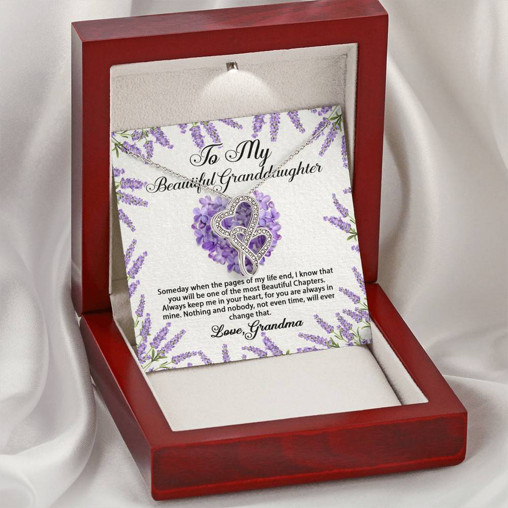 To My Beautiful Granddaughter You Will Be One Of The Most Beautiful Chapters Double Hearts Necklace