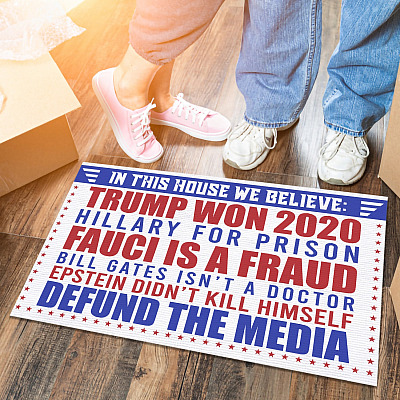 Alternative view of In This House We Believe Trump Won 2020 American Pride Doormat - Hillary For Prison Fauci Fraud Entrance Doormat