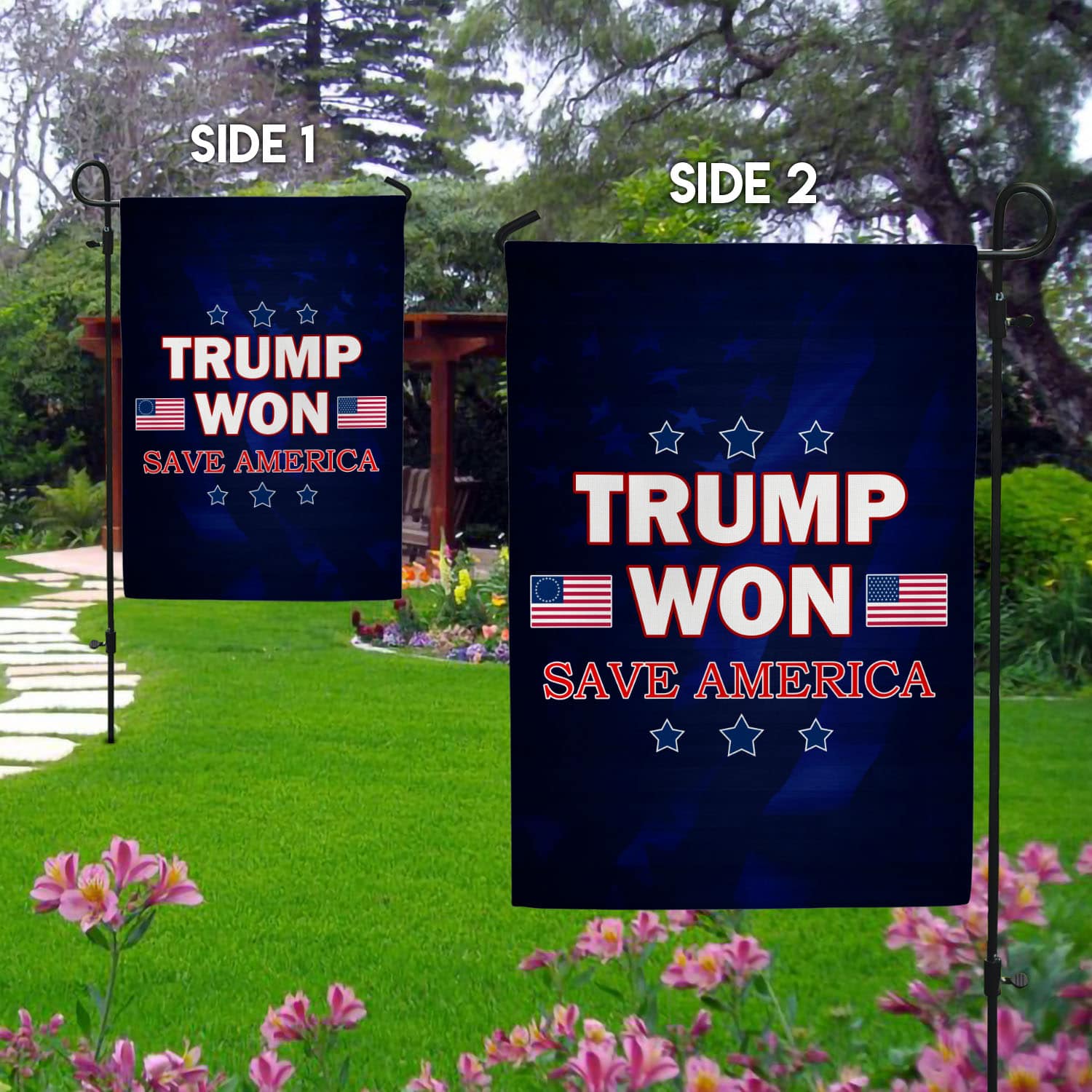 22 HG UU TIEN. Trump Won Save America Garden Flag Mockup 2 Side-1