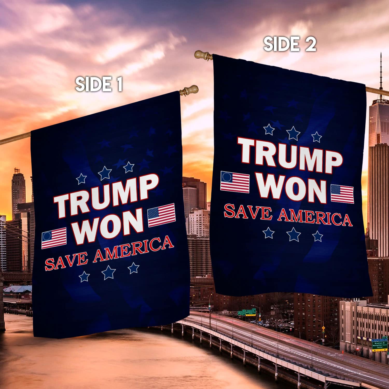 22 HG UU TIEN. Trump Won Save America House Flag Mockup 2 Side-2