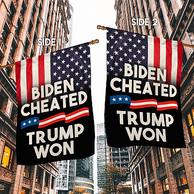 Alternative view of Biden Cheated Trump Won American Flag Garden Flag - Trump Won Save America House Flag