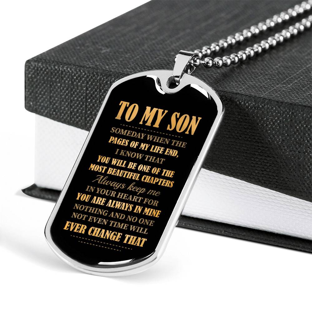 To My Son Someday When The Pages Of My Life End Dog Tag Pendant Necklace - Necklace Gifts For Son