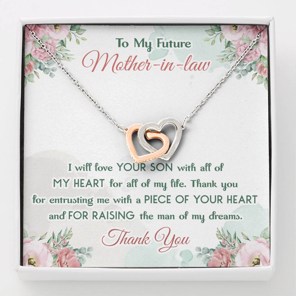 To My Future Mother In Law I Will Love Your Son With All Of My Heart Interlocking Hearts Pendant Necklace - Interlocking Hearts Necklace