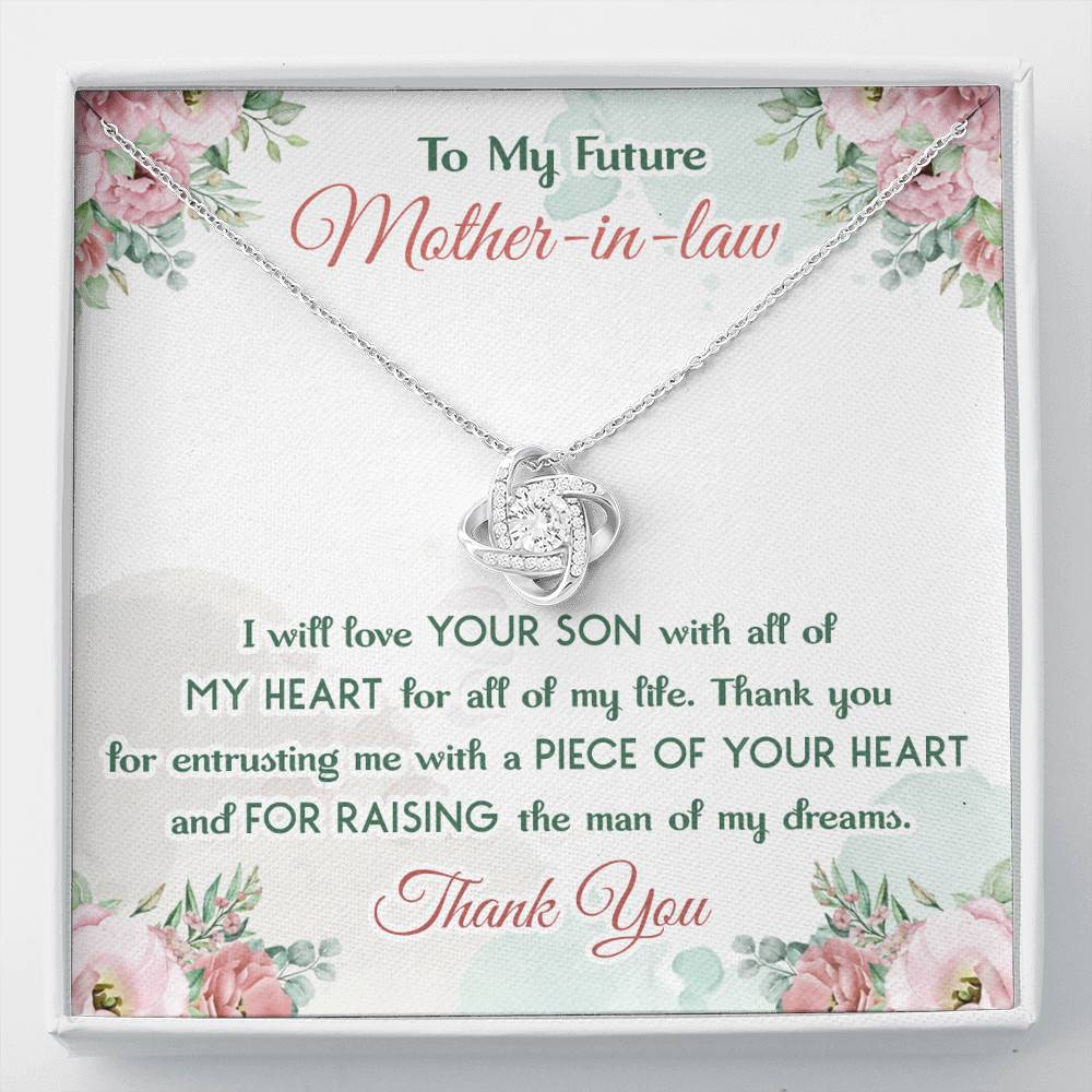 To My Future Mother In Law I Will Love Your Son With All Of My Heart Love Knot Necklace - Love Knot Necklace To My Future Mother In Law I Will Love Your Son With All Of My Heart Love Knot Necklace - Love Knot Necklace