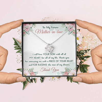 To My Future Mother In Law I Will Love Your Son With All Of My Heart Love Knot Necklace