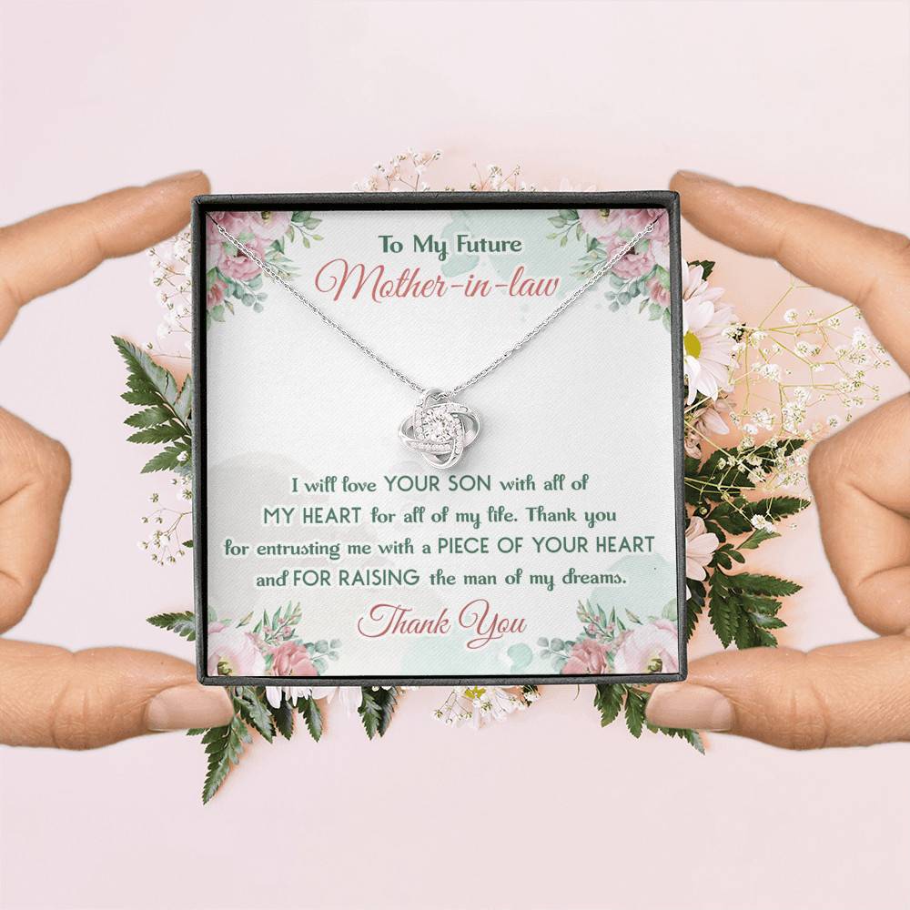 To My Future Mother In Law I Will Love Your Son With All Of My Heart Love Knot Necklace To My Future Mother In Law I Will Love Your Son With All Of My Heart Love Knot Necklace
