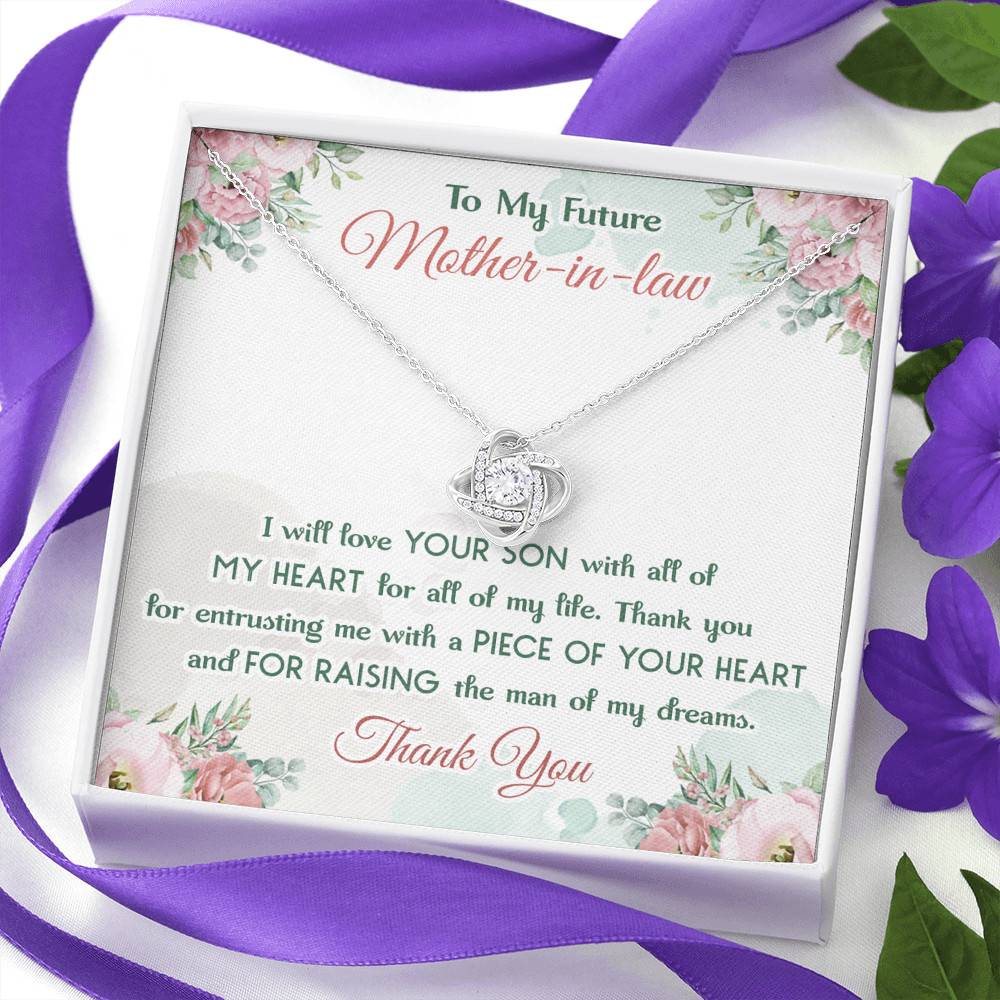 To My Future Mother In Law I Will Love Your Son With All Of My Heart Love Knot Necklace To My Future Mother In Law I Will Love Your Son With All Of My Heart Love Knot Necklace