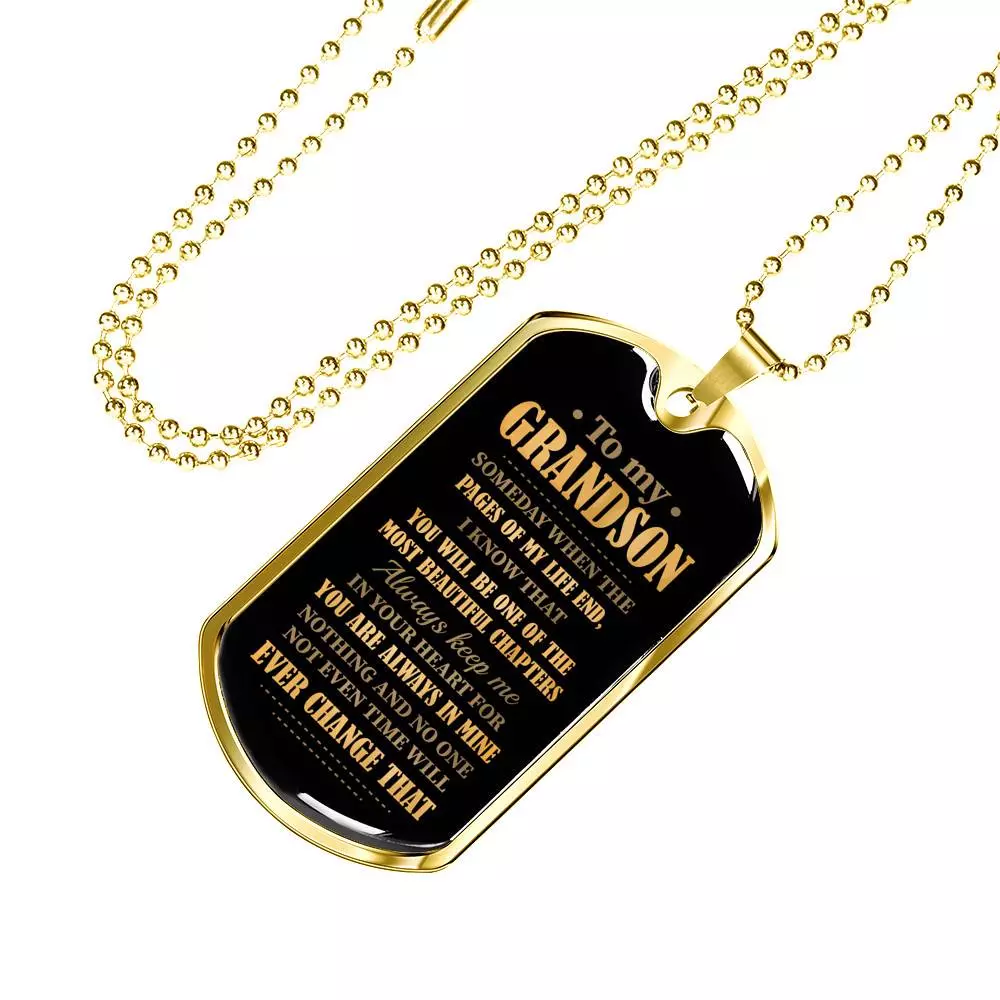 To My Grandson Someday When The Pages Of My Life End Dog Tag Pendant Necklace - Necklace Gifts For Grandson