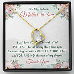 To My Future Mother In Law I Will Love Your Son With All Of My Heart Forever Love Heart Pendant Necklace - Forever Love Necklace (18K Yellow Gold)