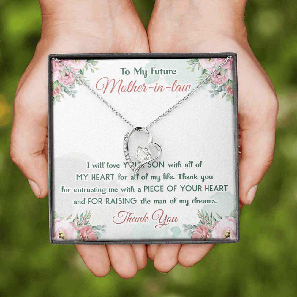 To My Future Mother In Law I Will Love Your Son With All Of My Heart Forever Love Heart Pendant Necklace
