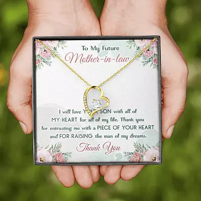 To My Future Mother In Law I Will Love Your Son With All Of My Heart Forever Love Heart Pendant Necklace