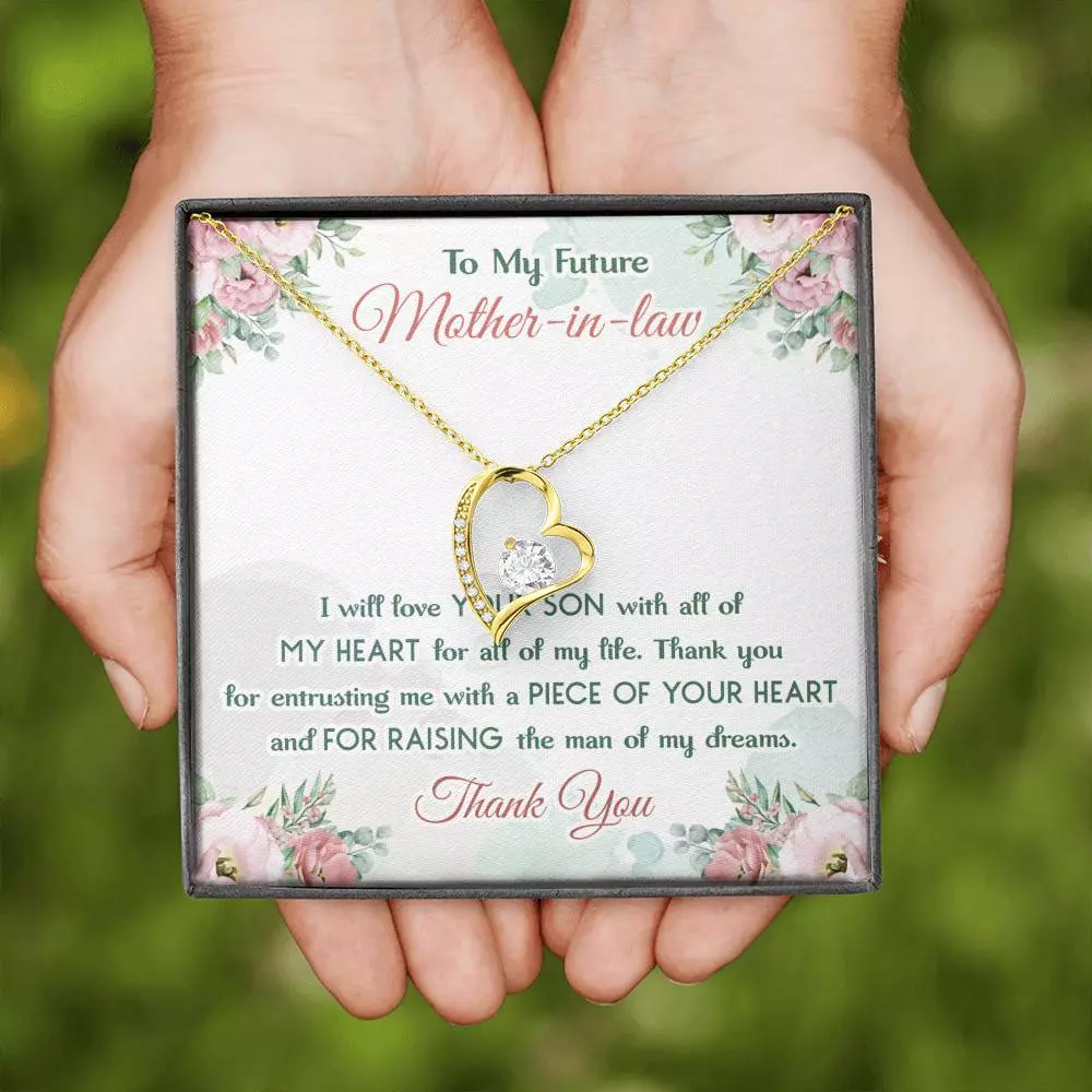 To My Future Mother In Law I Will Love Your Son With All Of My Heart Forever Love Heart Pendant Necklace