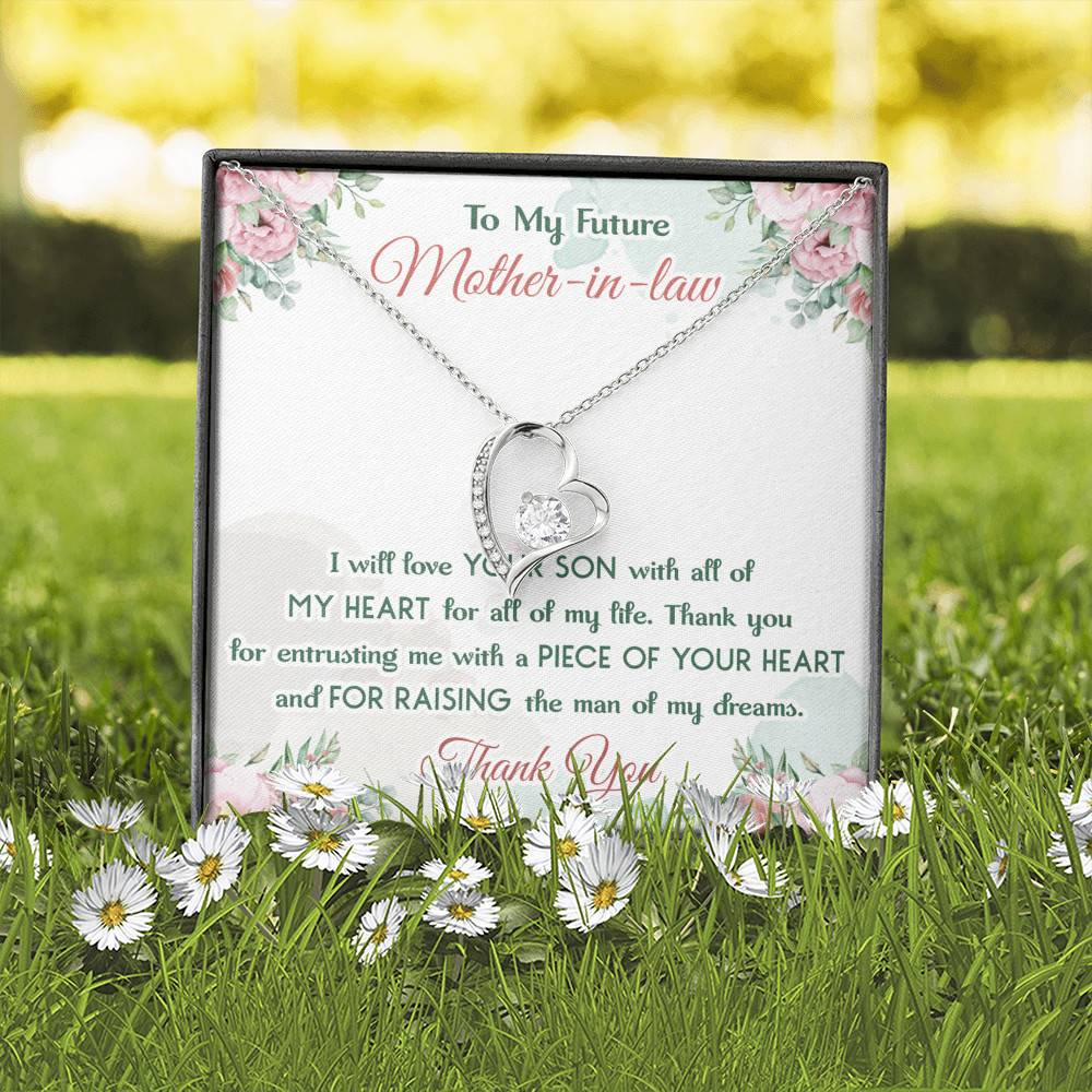 To My Future Mother In Law I Will Love Your Son With All Of My Heart Forever Love Heart Pendant Necklace