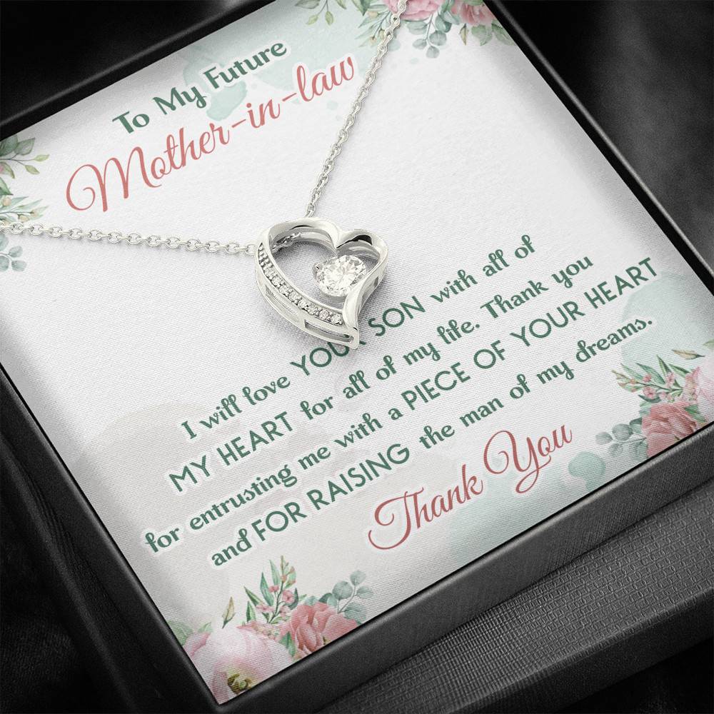 To My Future Mother In Law I Will Love Your Son With All Of My Heart Forever Love Heart Pendant Necklace