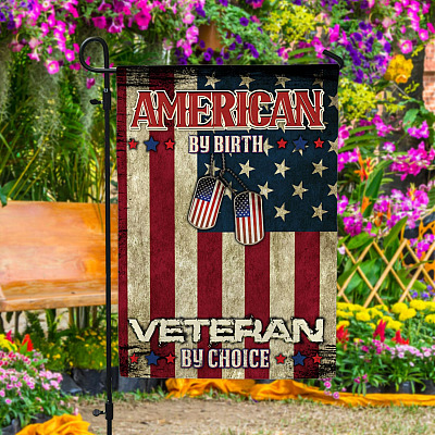 American By Birth Veteran By Choice Outdoor Garden Flag-House Flag-Wall Flag