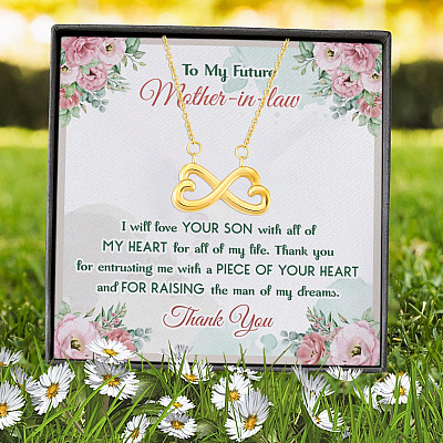 Alternative view of To My Future Mother In Law I Will Love Your Son With All Of My Heart Infinity Heart Pendant Necklace