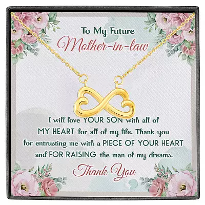 To My Future Mother In Law I Will Love Your Son With All Of My Heart Infinity Heart Pendant Necklace