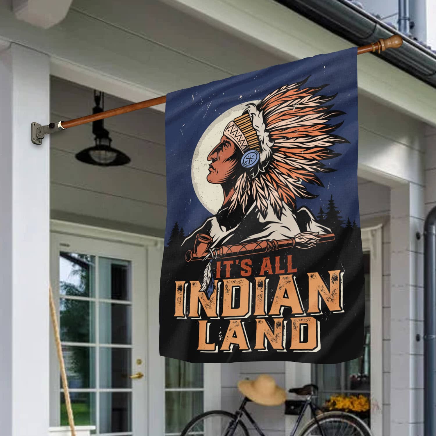 64 HG. It's All Indian Land(6) House Flag Mockup 1