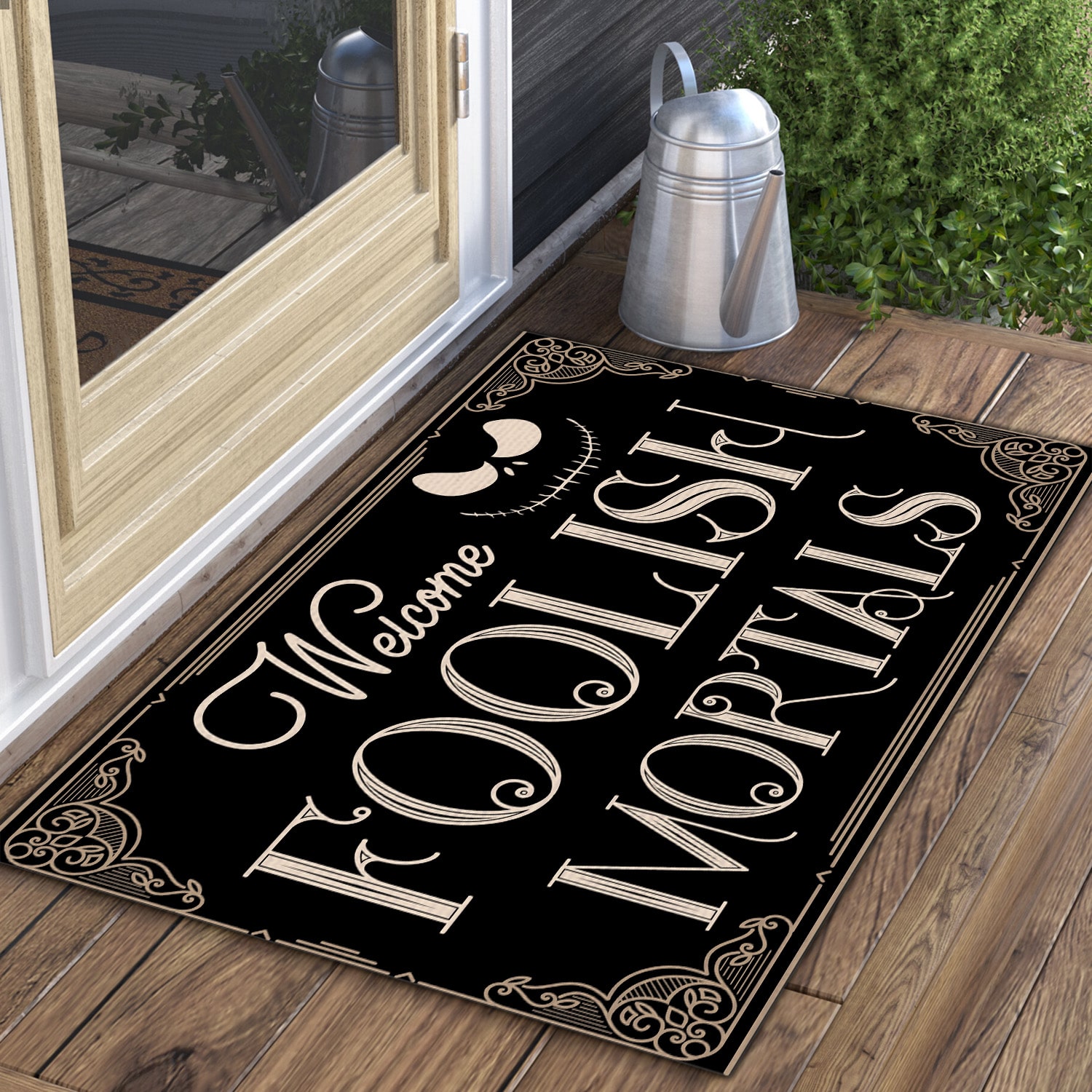5LV. Welcome Foolish Mortals Doormat Mockup 3