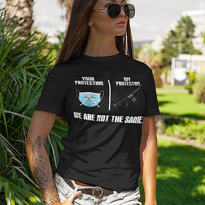 Alternative view of Your Protection My Protection We Are Not the Same Anti Vaccine Pro Gun T-Shirt - V-Neck Tee