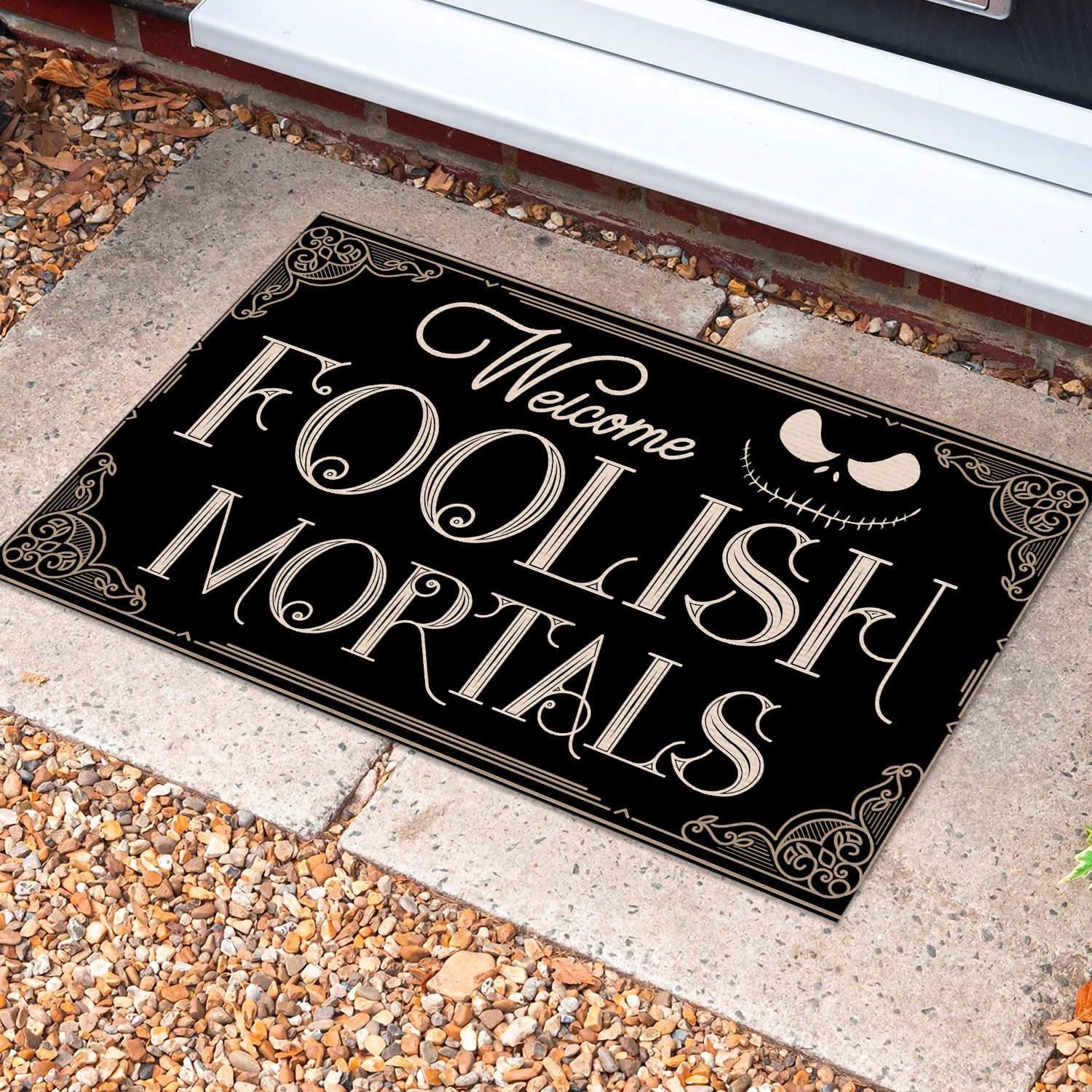 5LV. Welcome Foolish Mortals Doormat Mockup 10