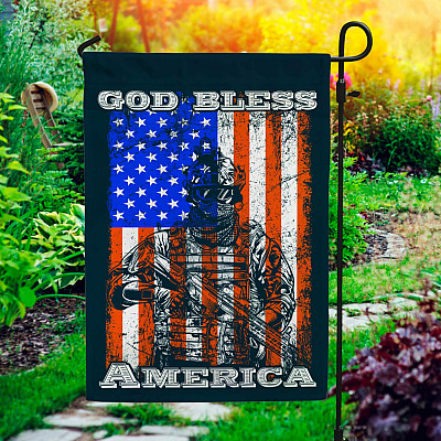 Alternative view of God Bless America Patriotic Veteran Garden Flag - Memorial 4th Of July House Flag - Wall Flag