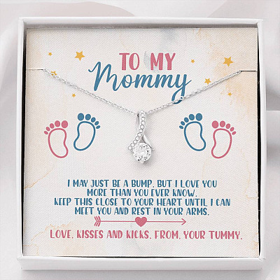 To My Mommy I May Just Be A Bump But I Love You More Than You Know Alluring Beauty Necklace Baby Shower Gifts - Alluring Beauty Necklace