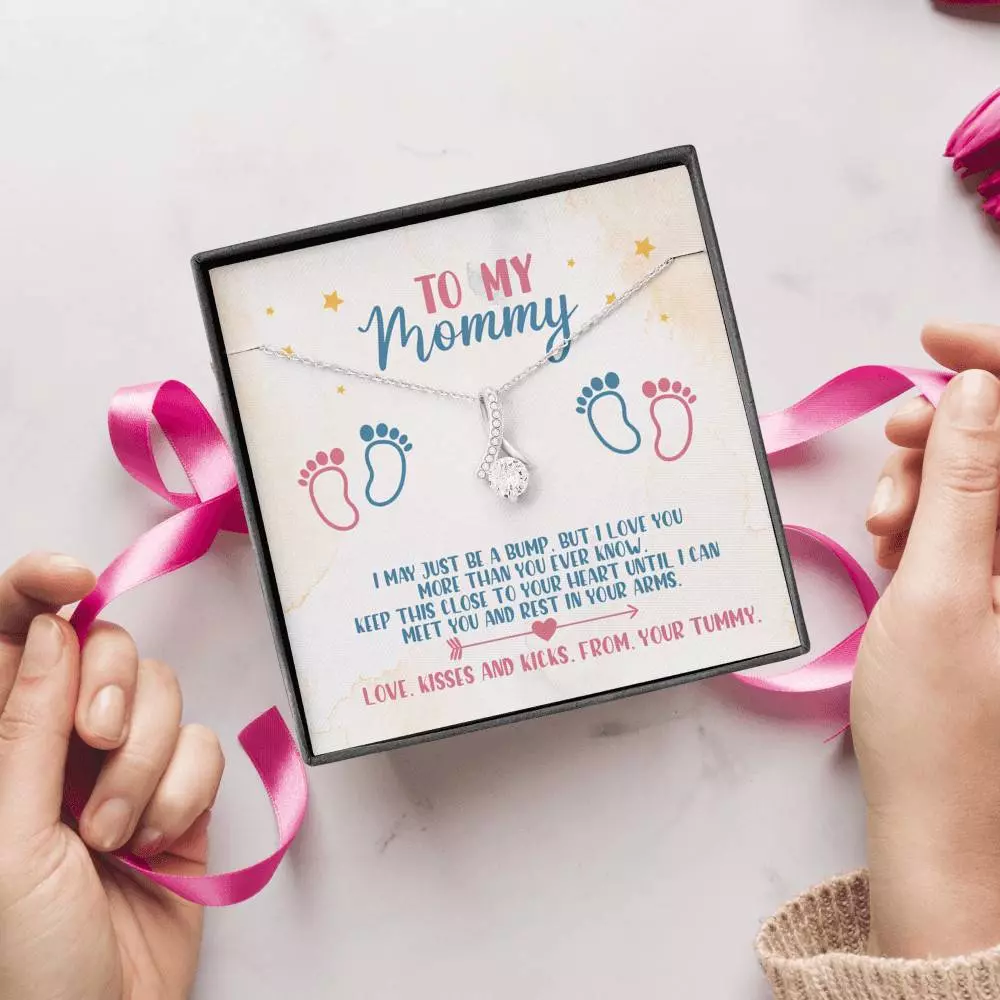 To My Mommy I May Just Be A Bump But I Love You More Than You Know Alluring Beauty Necklace Baby Shower Gifts