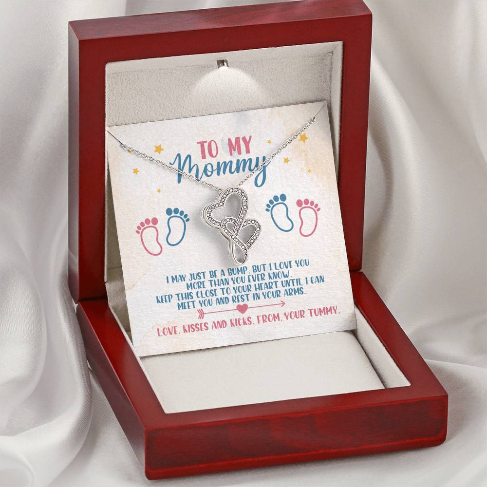 To My Mommy I May Just Be A Bump But I Love You More Than You Know Double Hearts Necklace - Baby Shower Gifts