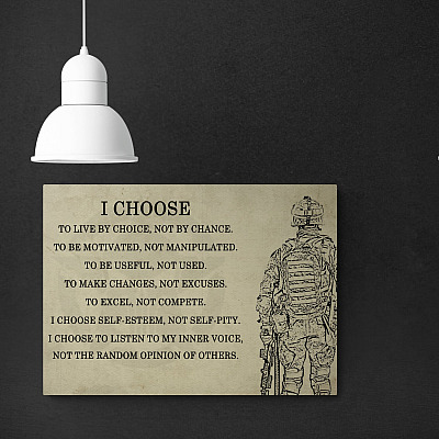 Alternative view of I Choose To Live By Choice Framed Canvas - Unframed Poster - Us Army Gift
