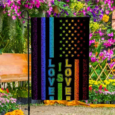 LGBT Love Is Love American Flag Garden Flag - Gay Pride Flag - LGBTQ House Flag
