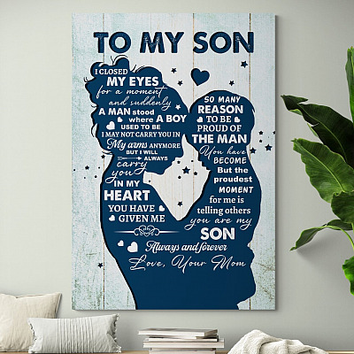 Vintage To My Son I Closed My Eyes for a Moment Mom and Son Wrapped Framed Canvas Prints - Unframed Poster
