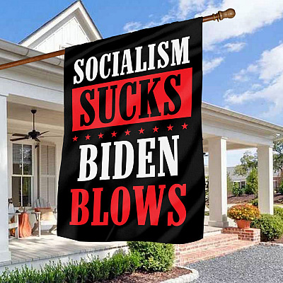 Pro Trump Socialism Sucks Biden Blows Fourth of July Banner Outdoor House Flag