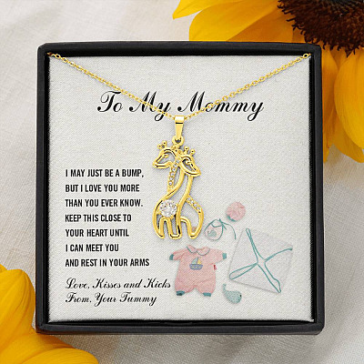 To My Mommy I May Just Be A Bump But I Love You More Than You Know Giraffe Pendant Necklace - Pregnancy Gifts