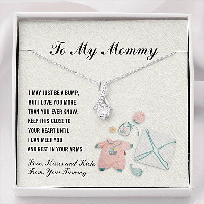To My Mommy I May Just Be A Bump But I Love You More Than You Know Alluring Beauty Necklace - Pregnancy Gifts - Alluring Beauty Necklace