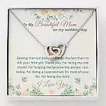 To My Beautiful Mom On My Wedding Day Interlocking Hearts Pendant Necklace - Mother Of The Bride Necklace - Interlocking Hearts Necklace
