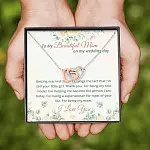 To My Beautiful Mom On My Wedding Day Interlocking Hearts Pendant Necklace - Mother Of The Bride Necklace