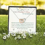 To My Beautiful Mom On My Wedding Day Interlocking Hearts Pendant Necklace - Mother Of The Bride Necklace