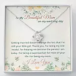 To My Beautiful Mom On My Wedding Day Love Knot Necklace - Mother Of The Bride Necklace - Love Knot Necklace