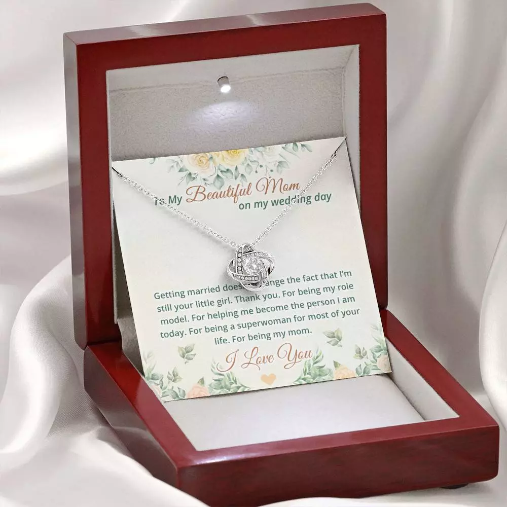 To My Beautiful Mom On My Wedding Day Love Knot Necklace - Mother Of The Bride Necklace
