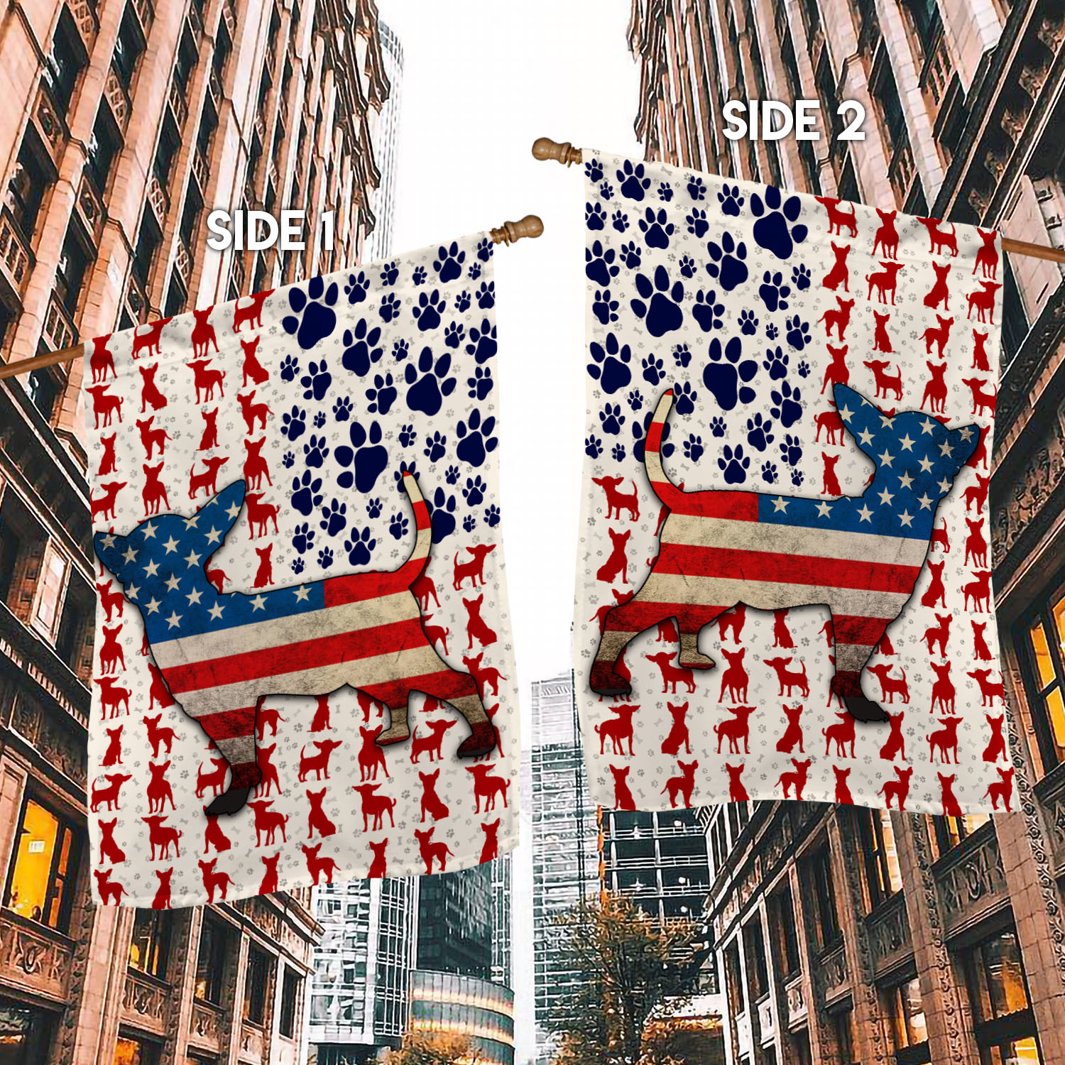 8VT. Chihuahua US Flag House Flag Mockup 2 Side-1