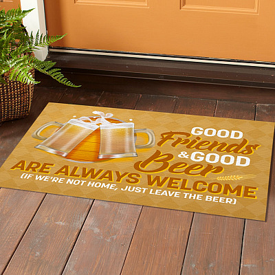 Alternative view of Good Friends And Good Beer Are Always Welcome Doormat - Outdoor Indoor Doormat