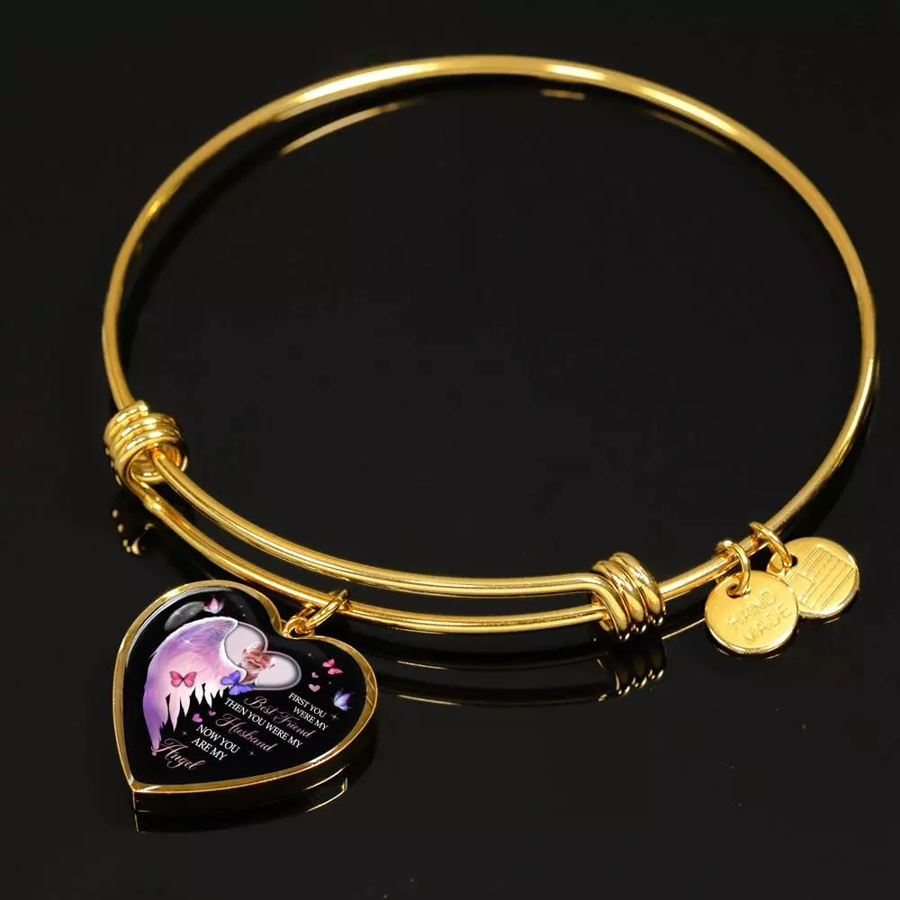 Custom Photo First You Were My Best Friend Then You Were My Husband Now You Are My Angel Heart Pendant Necklace