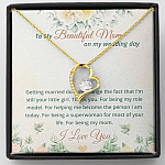 To My Beautiful Mom On My Wedding Day Forever Love Heart Pendant Necklace - Mother Of The Bride Necklace - Forever Love Necklace (18K Yellow Gold)