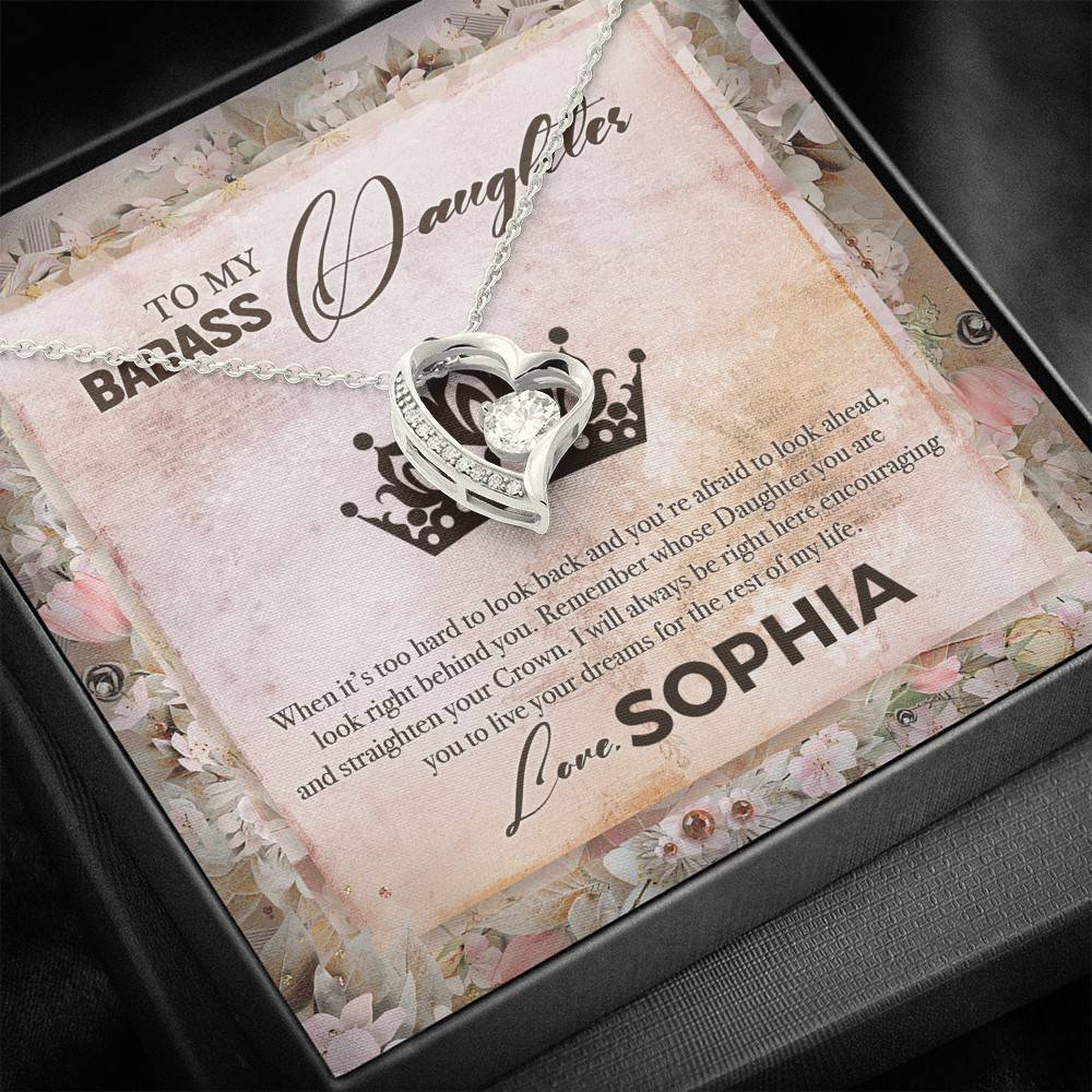 Personalized To My Badass Daughter Forever Love Pendant Necklace - Badass Daughter Necklace Personalized To My Badass Daughter Forever Love Pendant Necklace - Badass Daughter Necklace