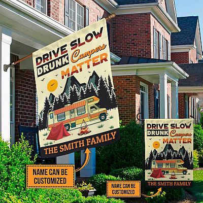 Alternative view of Personalized Camping Flags - Drive Slow Drunk Campers Matters Outdoor  Decorative Garden Flag - House Flag