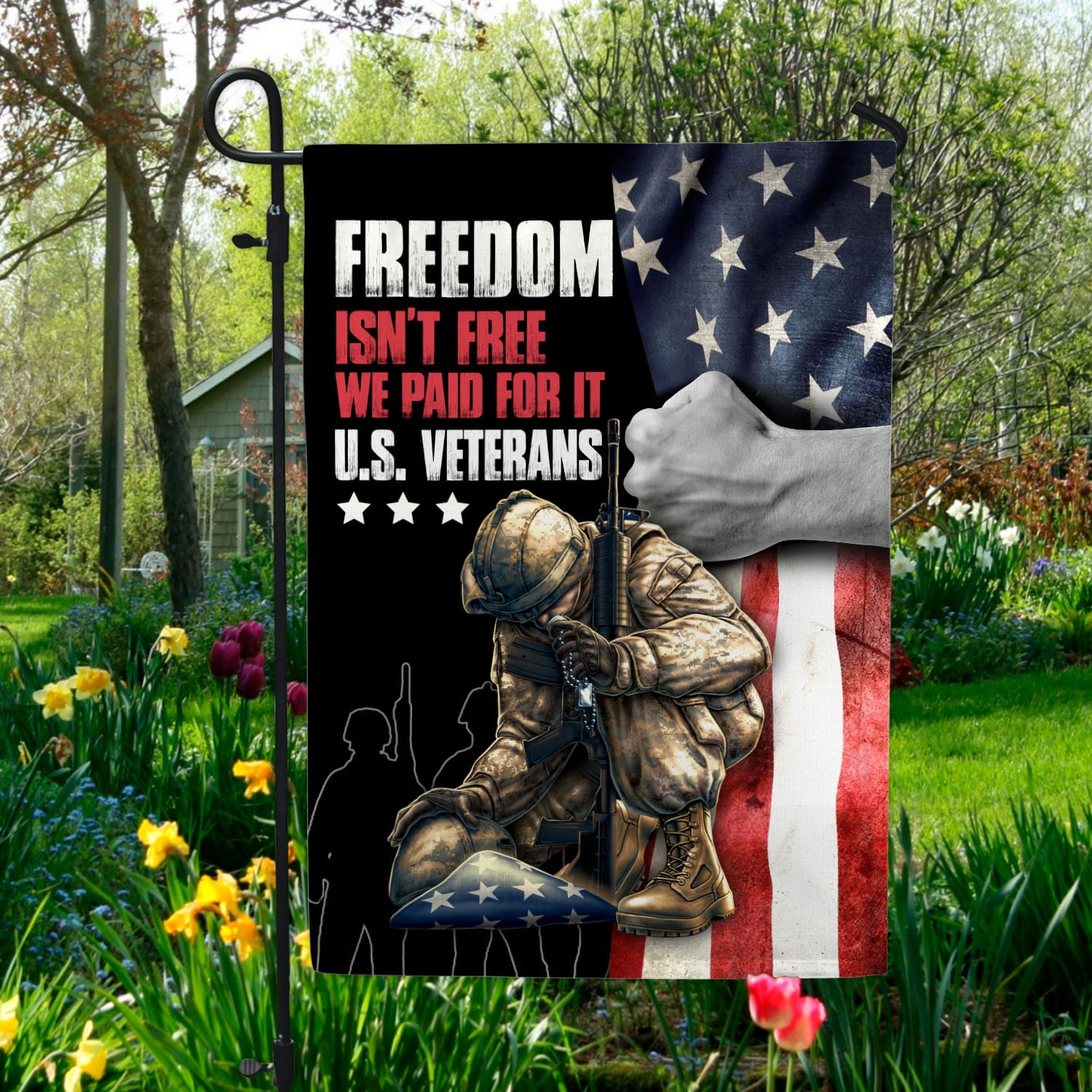7UT. Freedom Isn't Free(side2) Garden Flag Mockup 5