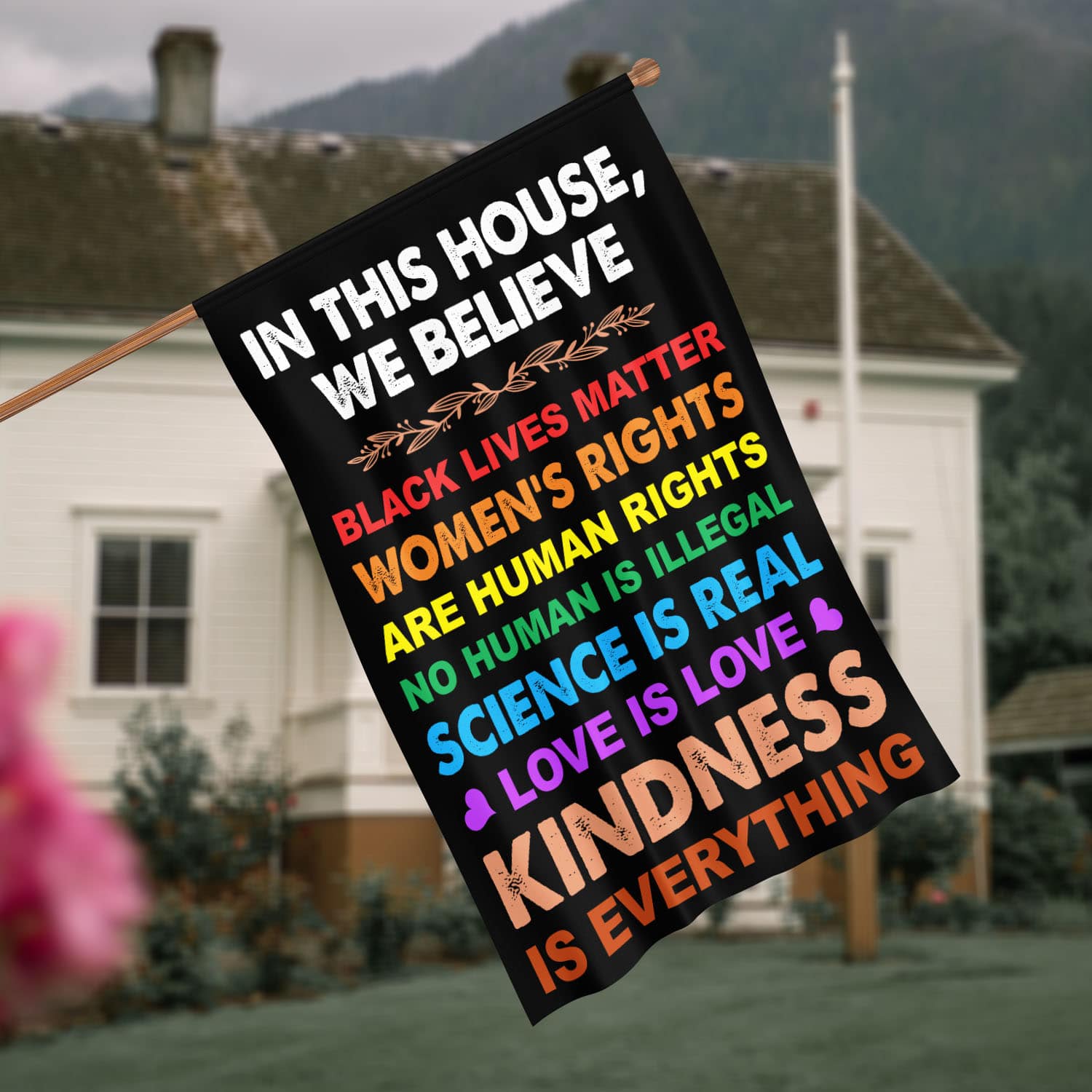 1VT. In This House Black Lives Matter House Flag Mockup 4